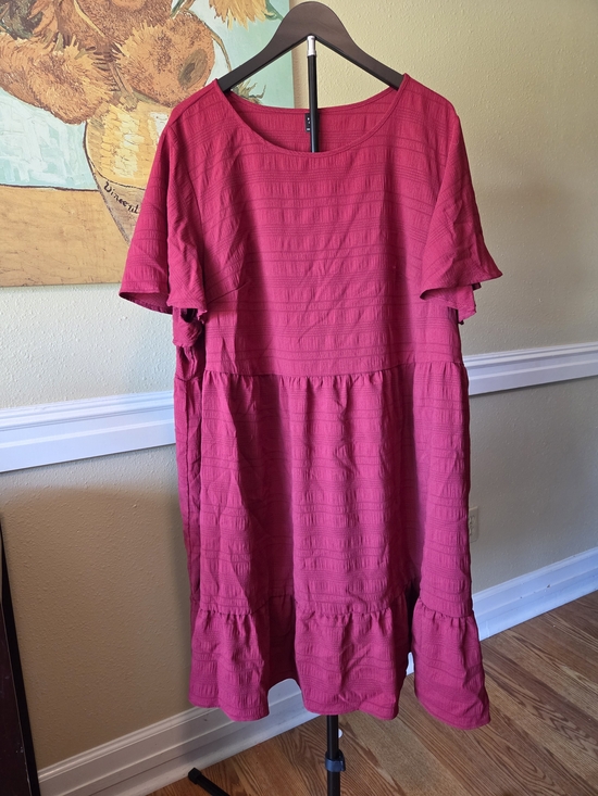 SHEIN Dresses & Skirts - Flutter Sleeve Tiered Dress in Red